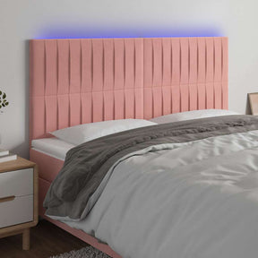 Vidaxl hoofdbord led 160x5x118 128 cm fluweel roze