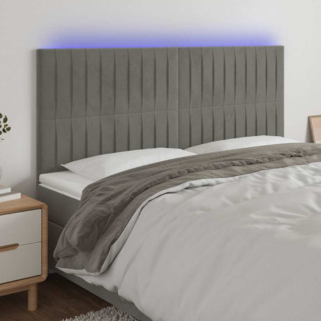 Vidaxl hoofdbord led 180x5x118 128 cm fluweel lichtgrijs