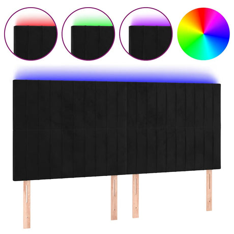 Vidaxl hoofdbord led 180x5x118 128 cm fluweel zwart