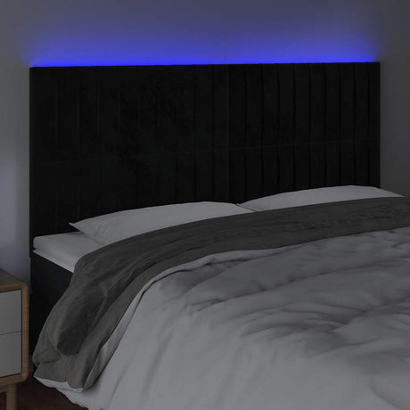 Vidaxl hoofdbord led 180x5x118 128 cm fluweel zwart