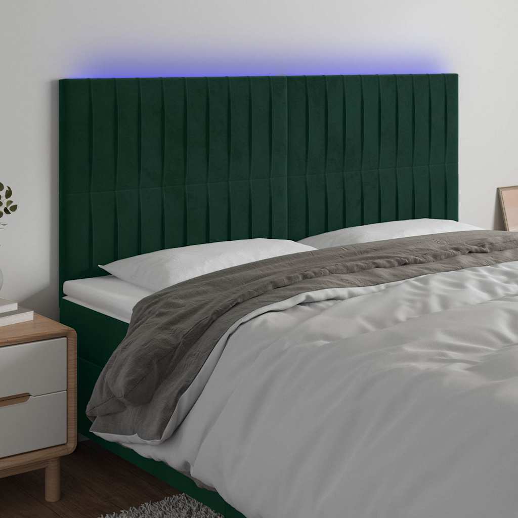 Vidaxl hoofdbord led 180x5x118 128 cm fluweel donkergroen