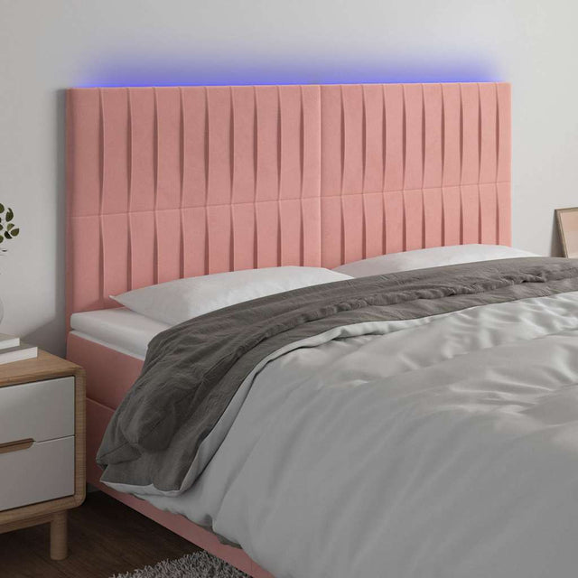 Vidaxl hoofdbord led 180x5x118 128 cm fluweel roze
