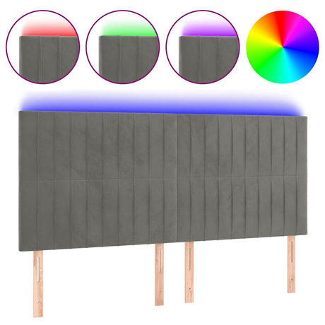 Vidaxl hoofdbord led 200x5x118 128 cm fluweel lichtgrijs