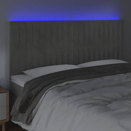 Vidaxl hoofdbord led 200x5x118 128 cm fluweel lichtgrijs
