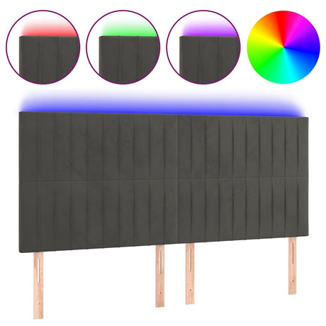 Vidaxl hoofdbord led 200x5x118 128 cm fluweel donkergrijs