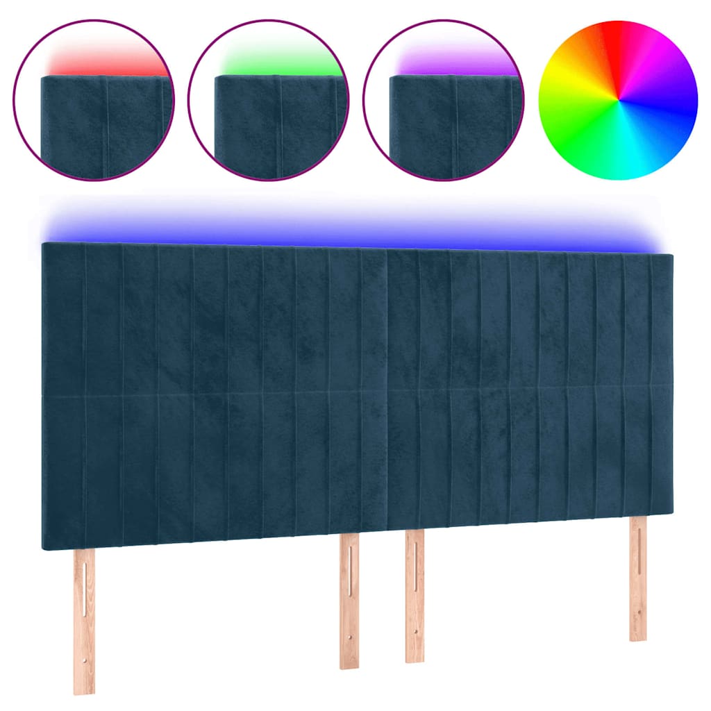 Vidaxl hoofdbord led 200x5x118 128 cm fluweel donkerblauw