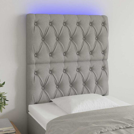 Vidaxl hoofdbord led 80x7x118 128 cm stof lichtgrijs