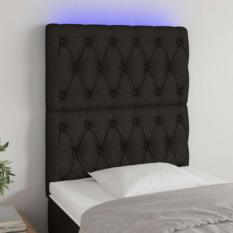 Vidaxl hoofdbord led 80x7x118 128 cm stof zwart