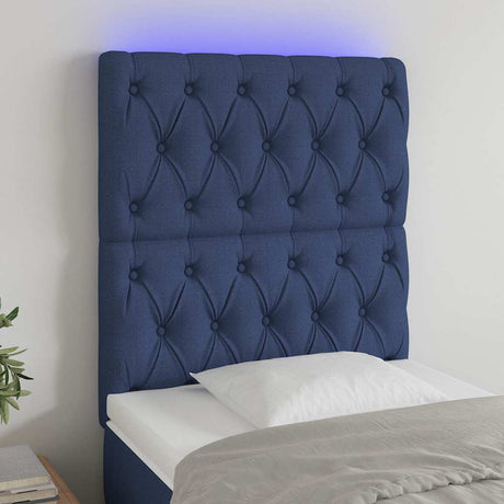 Vidaxl hoofdbord led 80x7x118 128 cm stof blauw