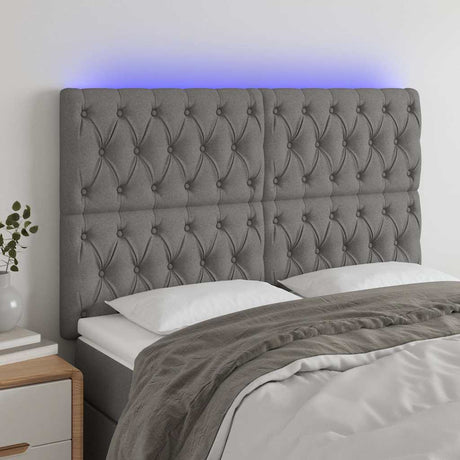 Vidaxl hoofdbord led 144x7x118 128 cm stof donkergrijs