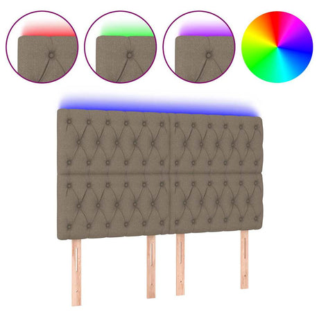 Vidaxl hoofdbord led 144x7x118 128 cm stof taupe