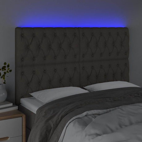 Vidaxl hoofdbord led 144x7x118 128 cm stof taupe