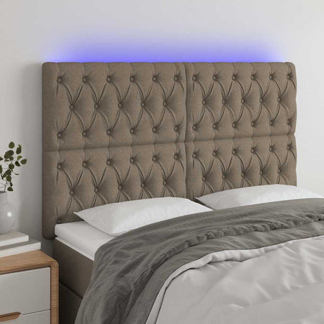 Vidaxl hoofdbord led 144x7x118 128 cm stof taupe