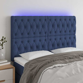 Vidaxl hoofdbord led 144x7x118 128 cm stof blauw