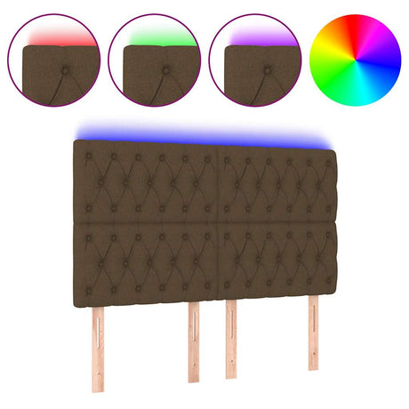 Vidaxl hoofdbord led 160x7x118 128 cm stof donkerbruin