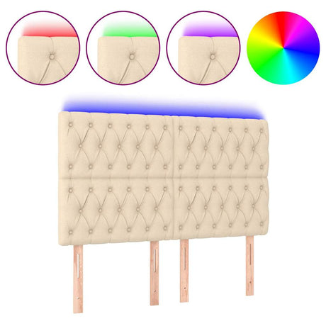 Vidaxl hoofdbord led 160x7x118 128 cm stof crèmekleurig