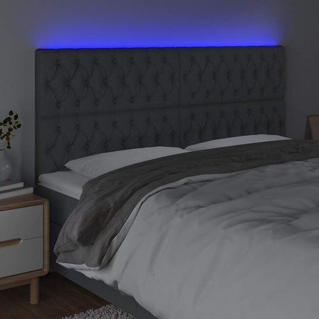 Vidaxl hoofdbord led 180x7x118 128 cm stof donkergrijs