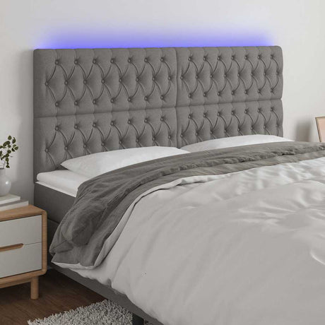 Vidaxl hoofdbord led 180x7x118 128 cm stof donkergrijs