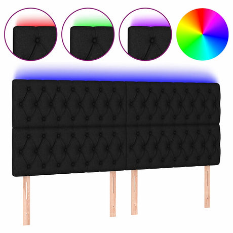 Vidaxl hoofdbord led 180x7x118 128 cm stof zwart