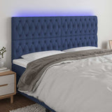 Vidaxl hoofdbord led 200x7x118 128 cm stof blauw
