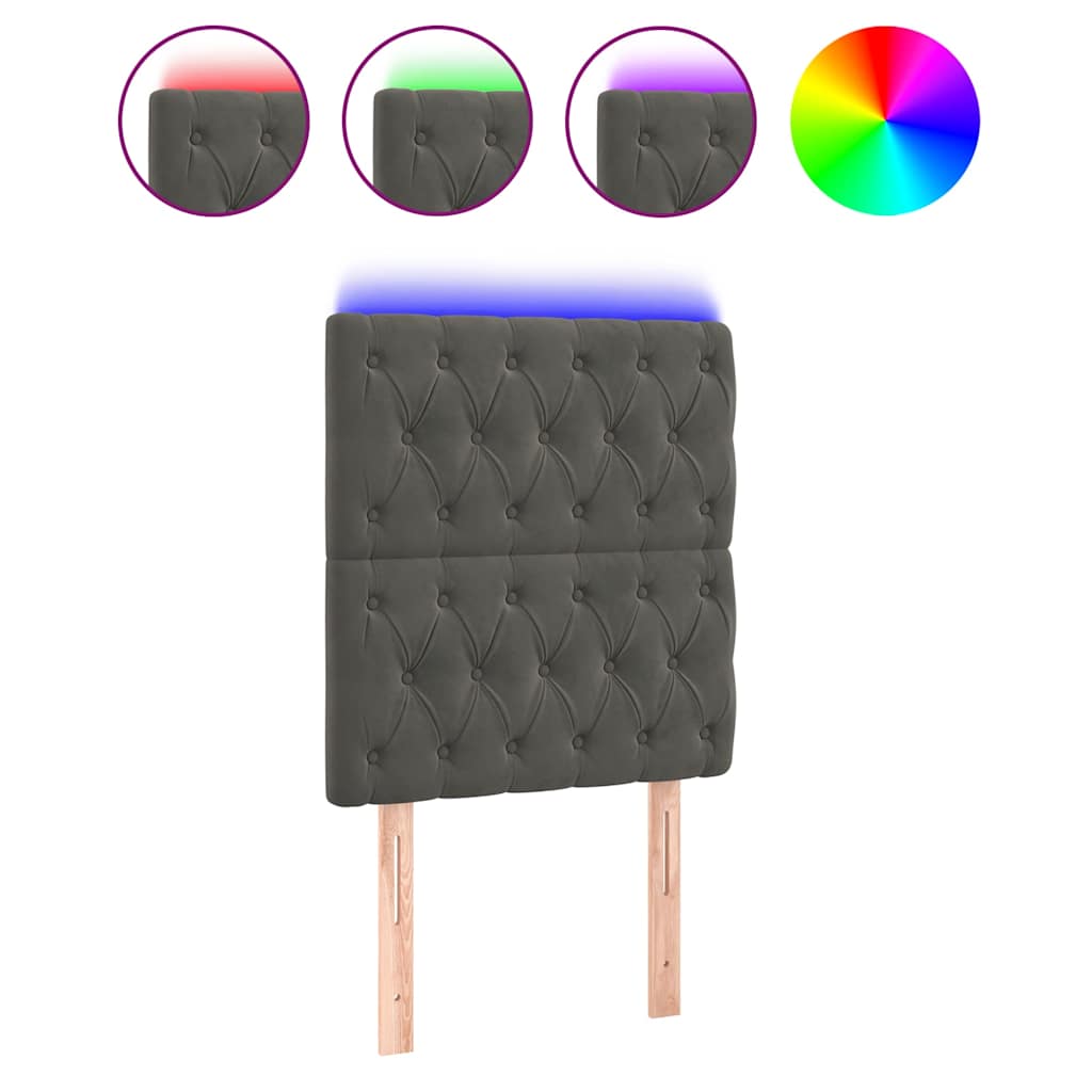Vidaxl hoofdbord led 80x7x118 128 cm fluweel donkergrijs