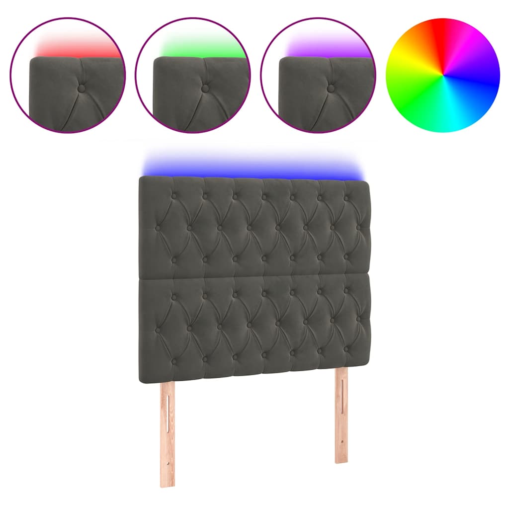 Vidaxl hoofdbord led 90x7x118 128 cm fluweel donkergrijs