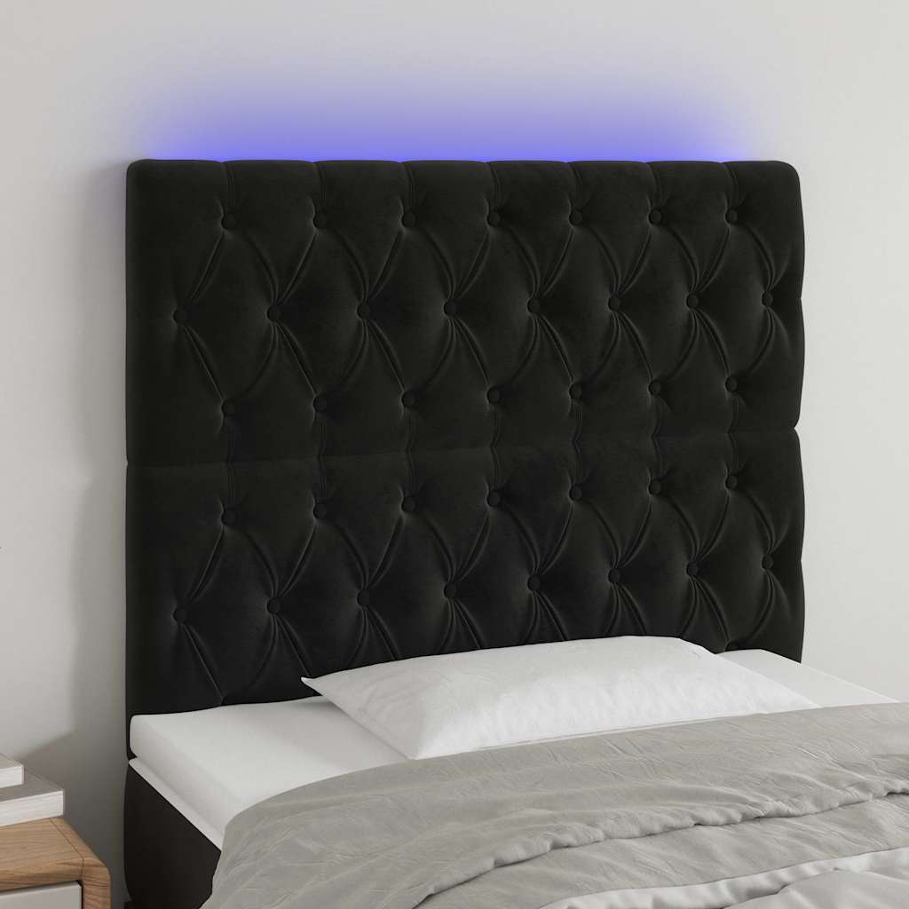 Vidaxl hoofdbord led 90x7x118 128 cm fluweel zwart