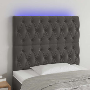 Vidaxl hoofdbord led 100x7x118 128 cm fluweel donkergrijs