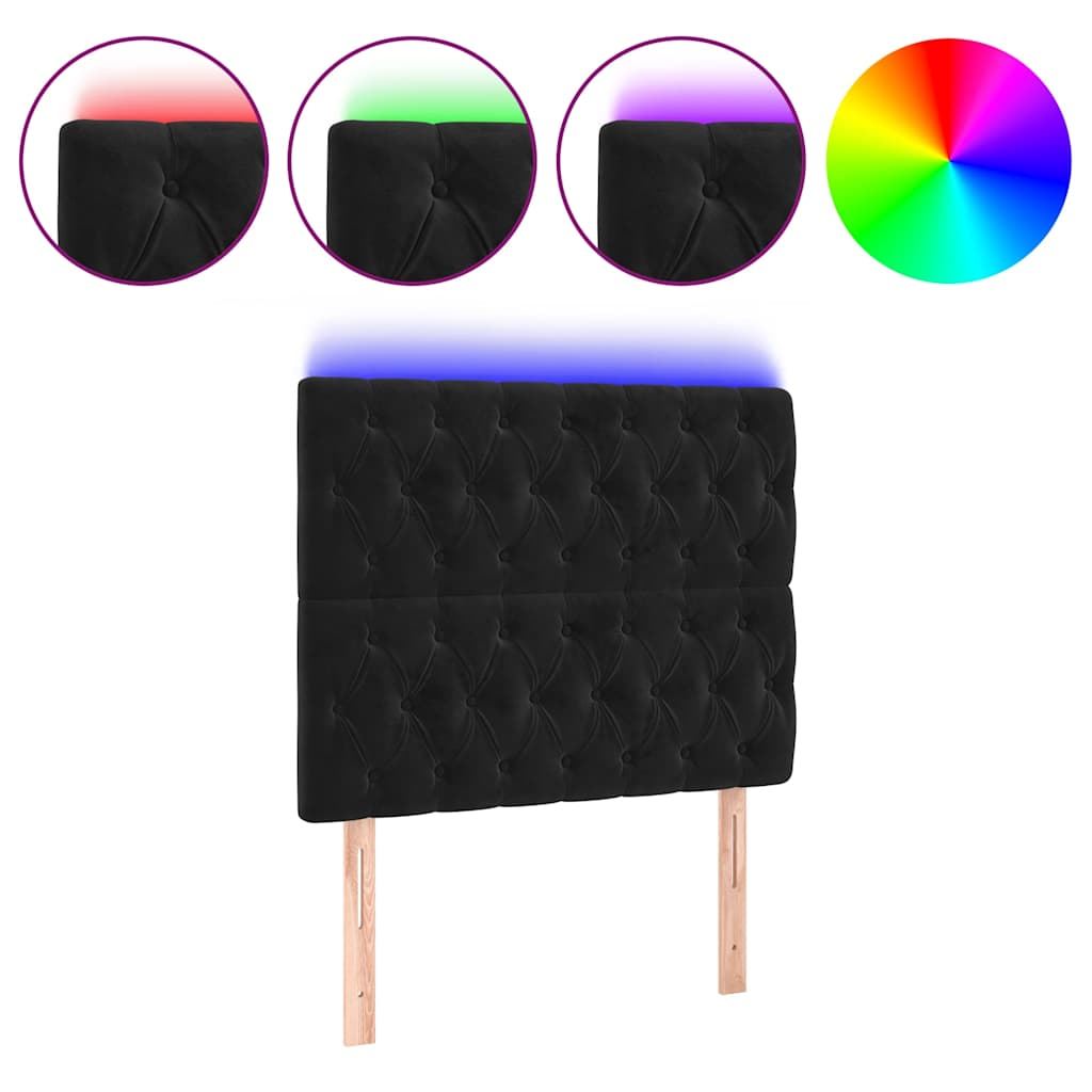 Vidaxl hoofdbord led 100x7x118 128 cm fluweel zwart