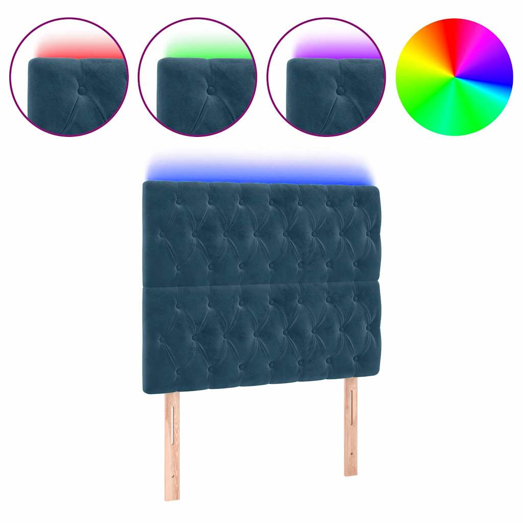 Vidaxl hoofdbord led 100x7x118 128 cm fluweel donkerblauw