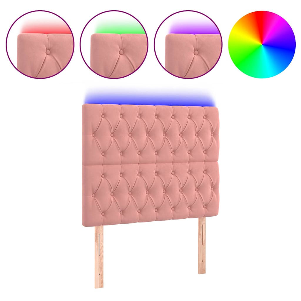 Vidaxl hoofdbord led 100x7x118 128 cm fluweel roze
