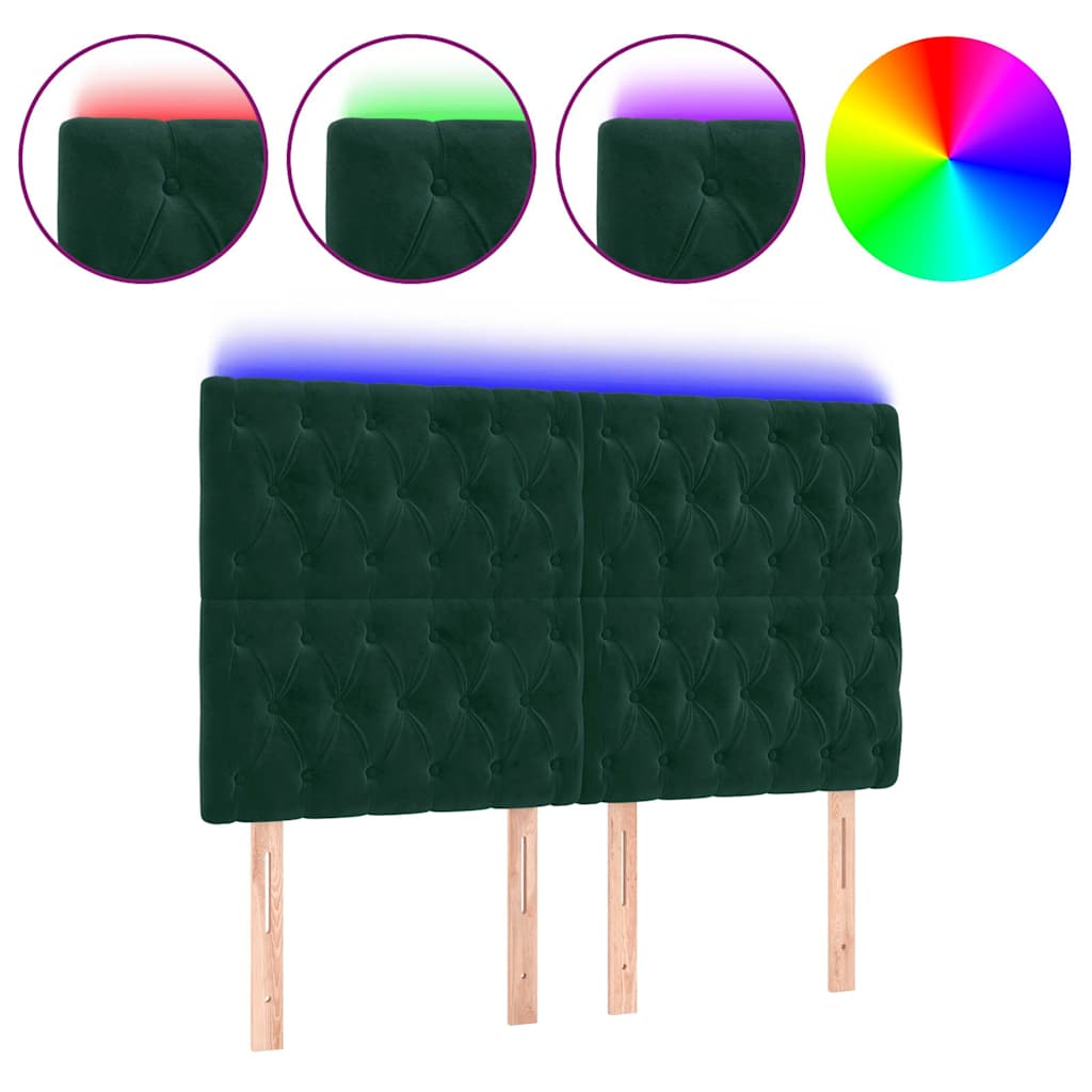 Vidaxl hoofdbord led 144x7x118 128 cm fluweel donkergroen