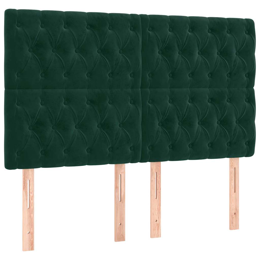 Vidaxl hoofdbord led 144x7x118 128 cm fluweel donkergroen