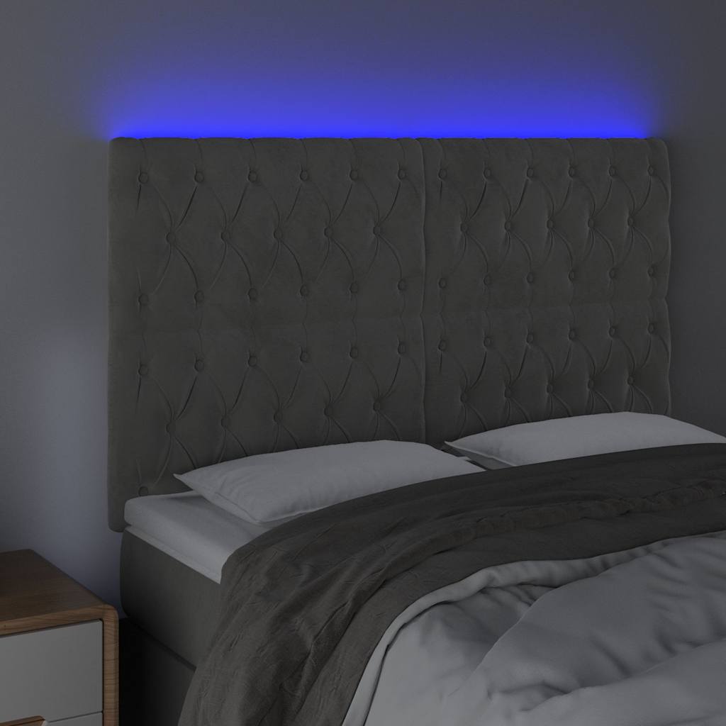 Vidaxl hoofdbord led 160x7x118 128 cm fluweel lichtgrijs