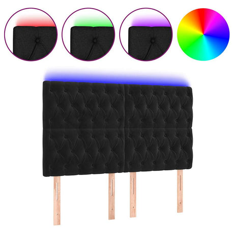 Vidaxl hoofdbord led 160x7x118 128 cm fluweel zwart