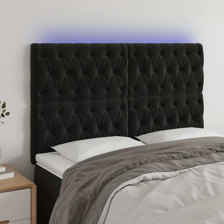 Vidaxl hoofdbord led 160x7x118 128 cm fluweel zwart