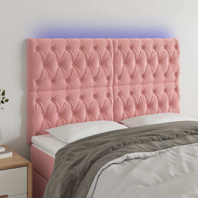 Vidaxl hoofdbord led 160x7x118 128 cm fluweel roze