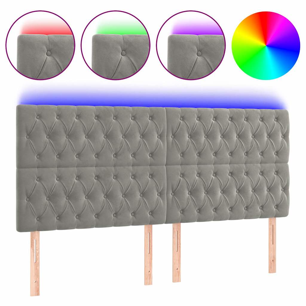 Vidaxl hoofdbord led 180x7x118 128 cm fluweel lichtgrijs