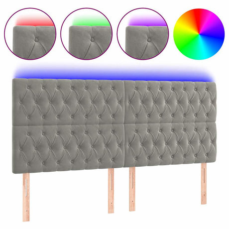 Vidaxl hoofdbord led 180x7x118 128 cm fluweel lichtgrijs
