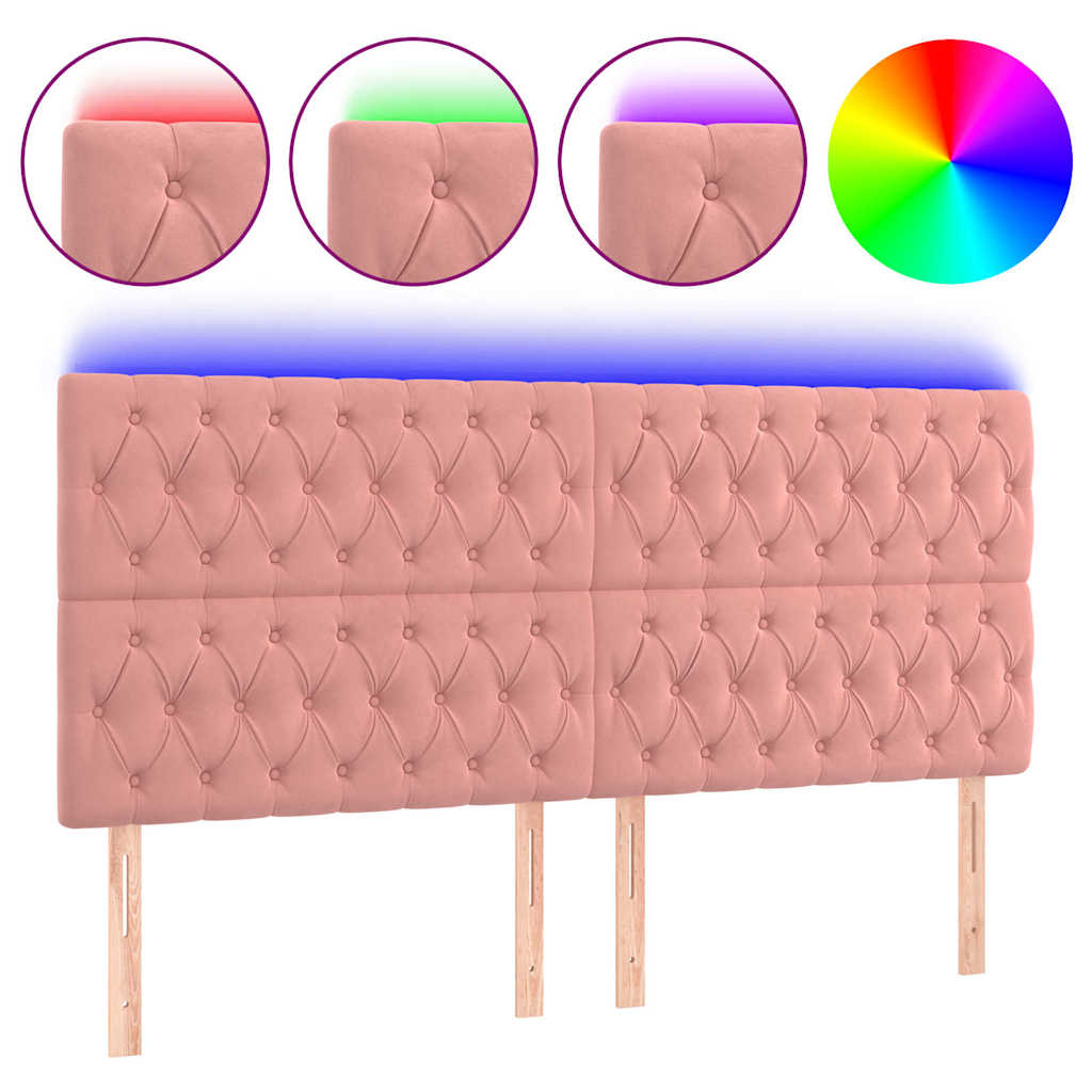 Vidaxl hoofdbord led 180x7x118 128 cm fluweel roze