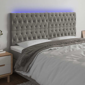Vidaxl hoofdbord led 200x7x118 128 cm fluweel lichtgrijs