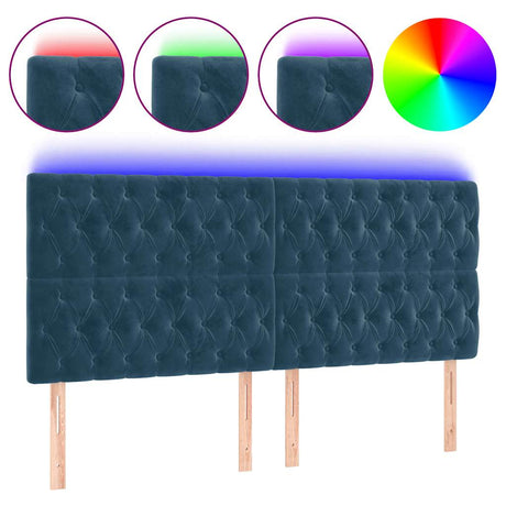 Vidaxl hoofdbord led 200x7x118 128 cm fluweel donkerblauw