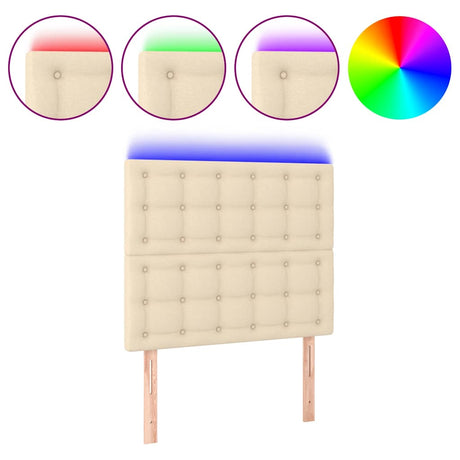 Vidaxl hoofdbord led 80x5x118 128 cm stof crèmekleurig