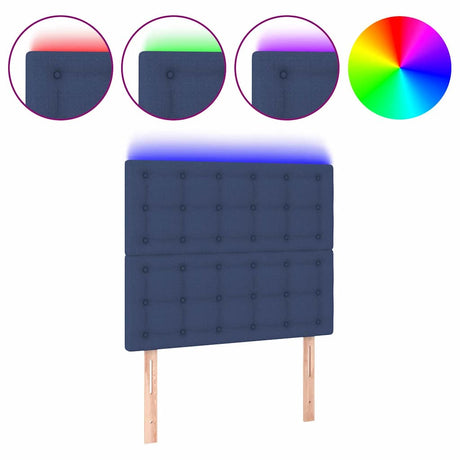 Vidaxl hoofdbord led 90x5x118 128 cm stof blauw