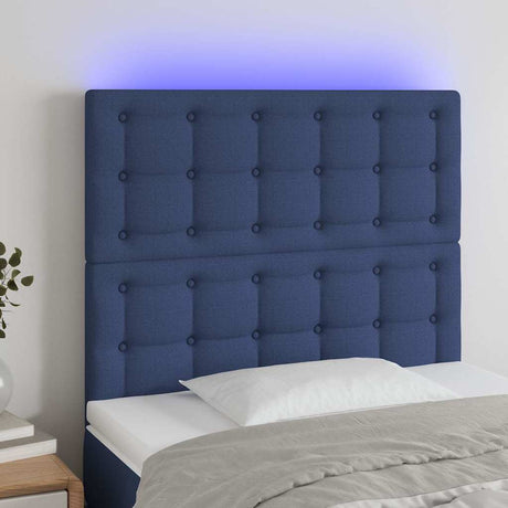 Vidaxl hoofdbord led 90x5x118 128 cm stof blauw