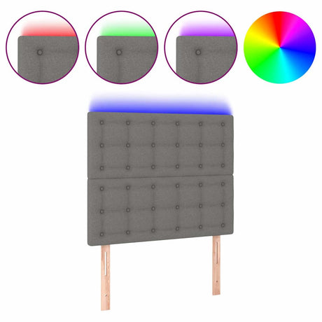 Vidaxl hoofdbord led 100x5x118 128 cm stof donkergrijs