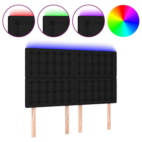 Vidaxl hoofdbord led 144x5x118 128 cm stof zwart