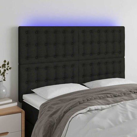 Vidaxl hoofdbord led 144x5x118 128 cm stof zwart