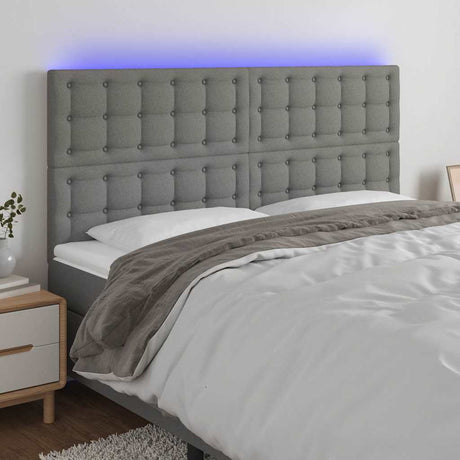 Vidaxl hoofdbord led 180x5x118 128 cm stof donkergrijs