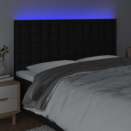 Vidaxl hoofdbord led 180x5x118 128 cm stof zwart